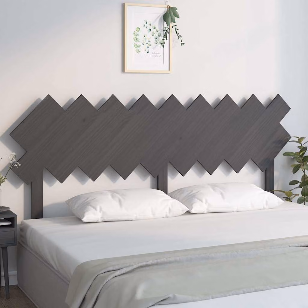 Testiera per letto vidaXL in legno massello di pino, colore grigio, L 178 cm x P 3 cm x H 80,5 cm