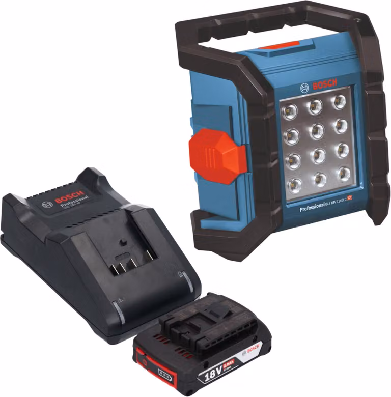 Faro da cantiere a batteria Bosch GLI 18V-1200 C Professional 18 V 1200 lm + 1x batteria 2,0 Ah + caricabatteria