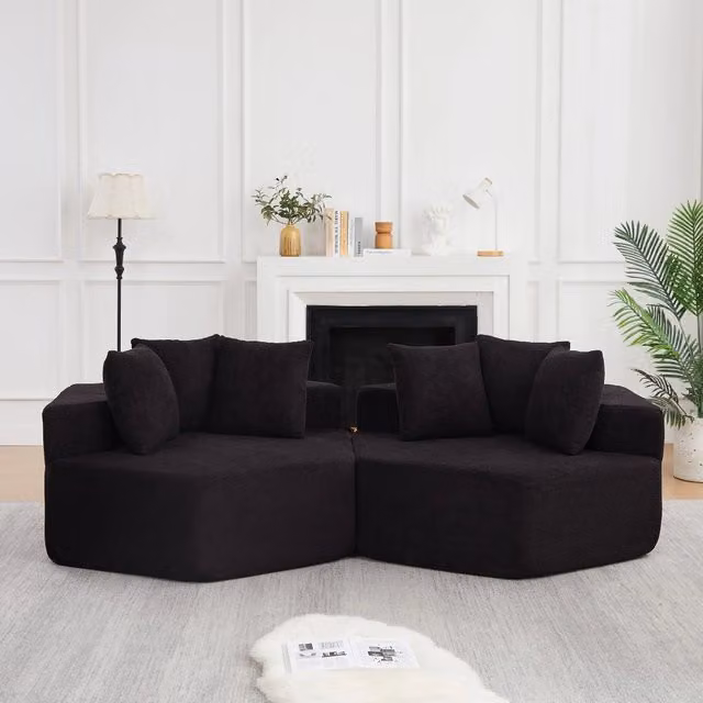 Poltrona modulare esagonale REDOM in velluto nero per il tuo living room