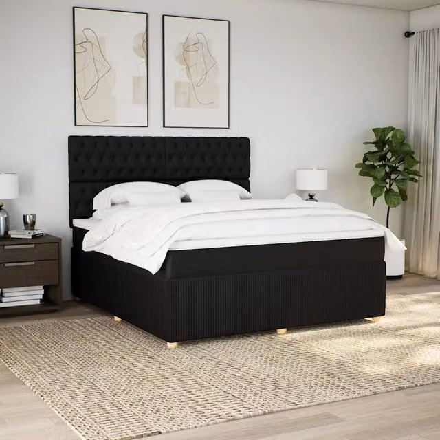 Letto Ibrido Moderno vidaXL con Materasso Nero e Struttura in Legno di Pino, L/P: 180 x 200 cm – 1