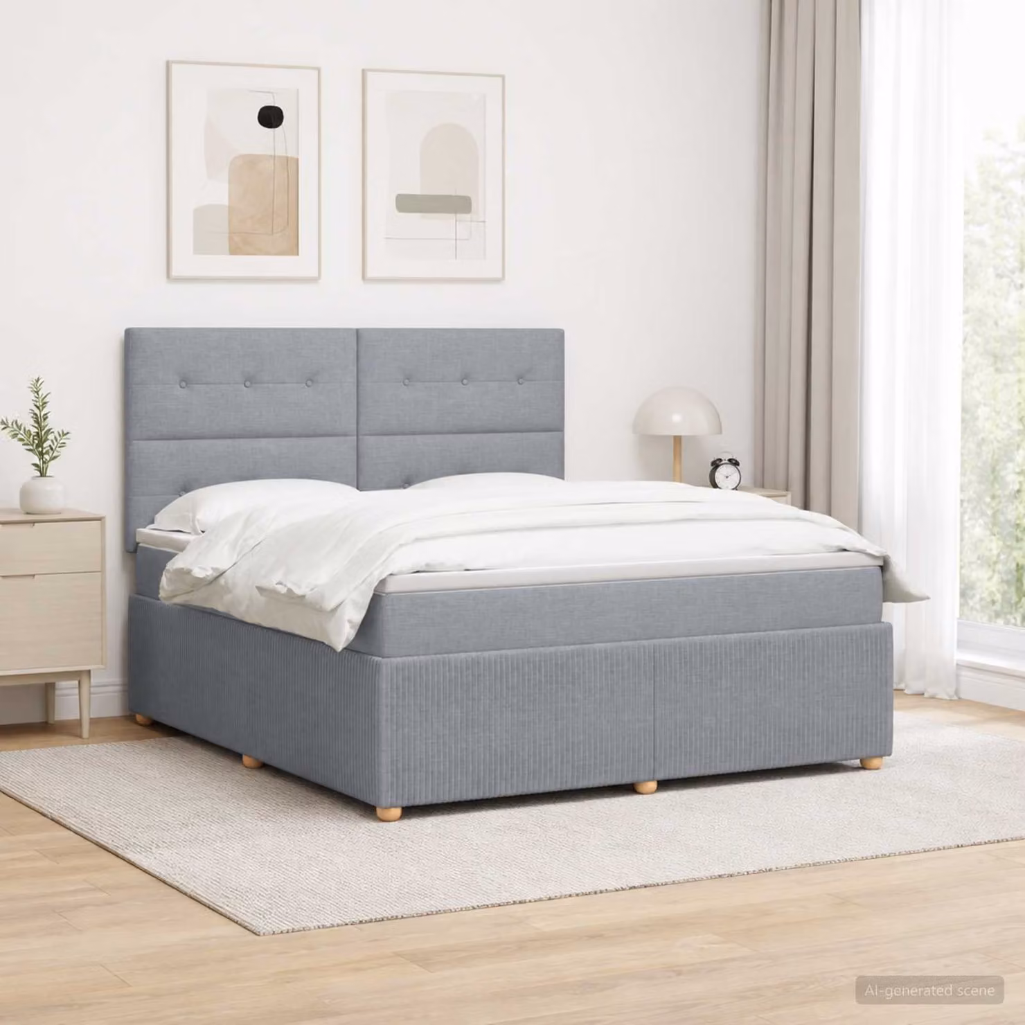 Letto box spring con materasso vidaXL Grigio e Bianco L/P: 160 x 200 cm