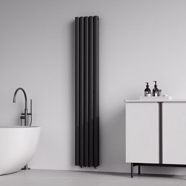 Termosifone ad acqua calda a doppio pannello con elementi tubolari neu.haus, Nero, H: 180 cm, L: 30 cm – 1