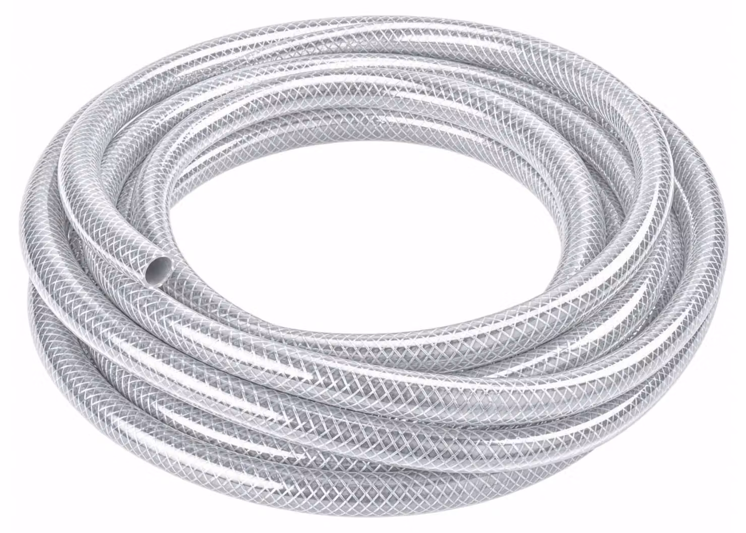 Tubo flessibile in PVC rinforzato Wiltec, con diametro interno di 9 mm, spessore della parete di 3 mm e lunghezza di 10 metri, adatto per uso alimentare fino a una pressione massima di 22 bar