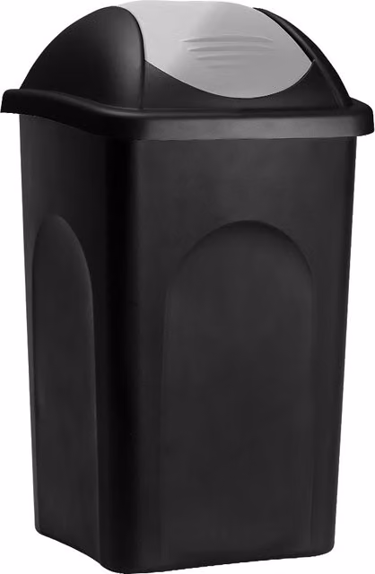 Pattumiera con coperchio swing Stefanplast in plastica multicolore nero e argento, capacità 60 l