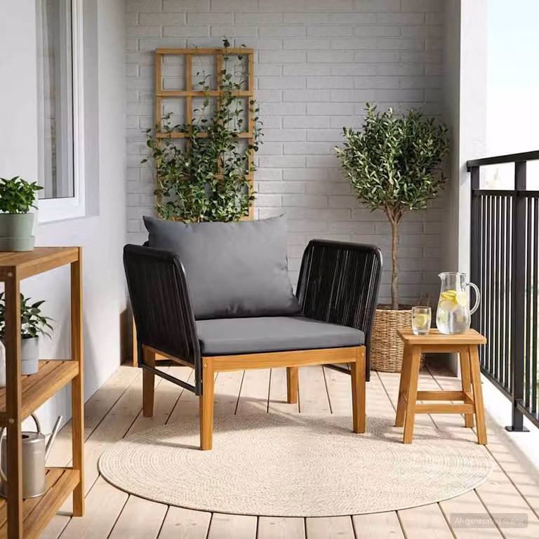Sedia da giardino vidaXL in legno di acacia con cuscini e corda
