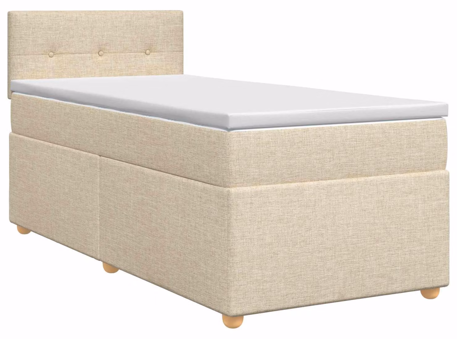 Letto a molle con materasso crema 100 x 200 cm in tessuto