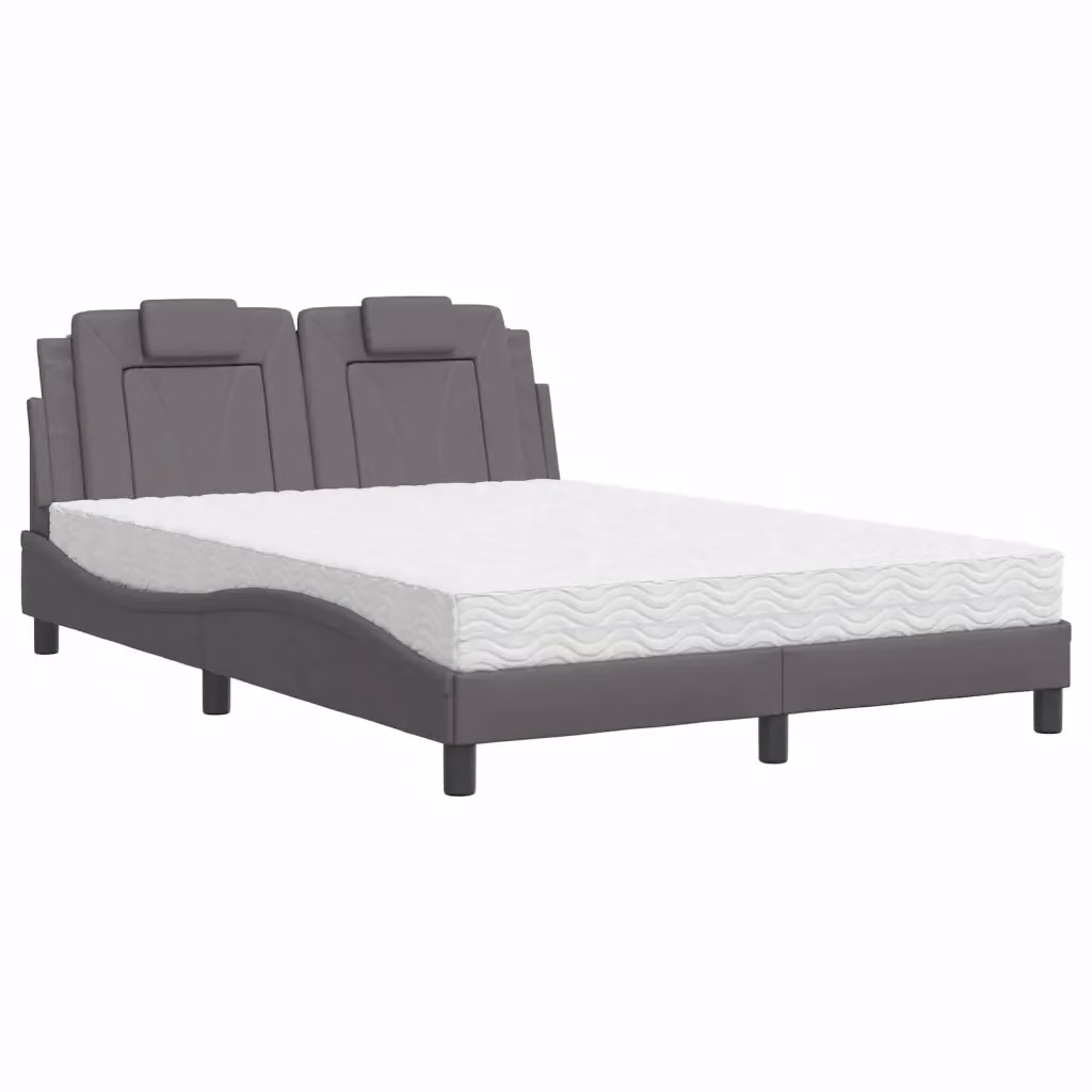 Letto Viana vidaXL con Materasso in Similpelle e Tessuto, Grigio e Bianco, L/P/H: 120 x 200 cm – 2