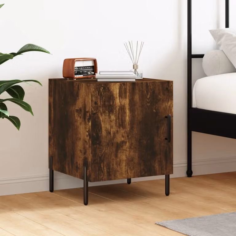 Comodino moderno vidaXL in legno rovere fumo marrone L/P/H: 40 x 40 x 50 cm