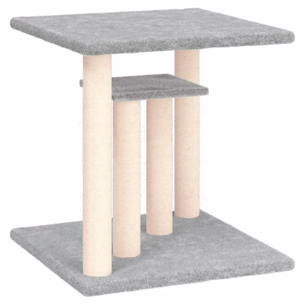 Pali Tiragraffi per Gatti con Piattaforme Grigio Chiaro 50 cm