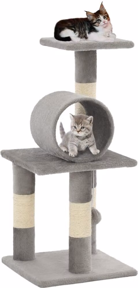 The Living Store Gatto Graffiatoio in Sisal 65 cm Grigio