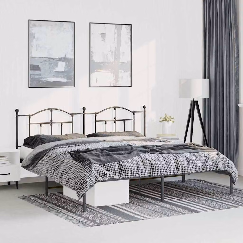 Giroletto con testiera in metallo vidaXL colore nero L: 198 cm, P: 97 cm, H: 207 cm
