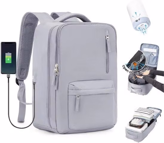 Borsa a vuoto per viaggiatore con sistema a vuoto per viaggi, borsa a mano per donna con airbag e sistema di compressione per viaggi aerei, borsa a vuoto per viaggi con pompa e impermeabile per uomini
