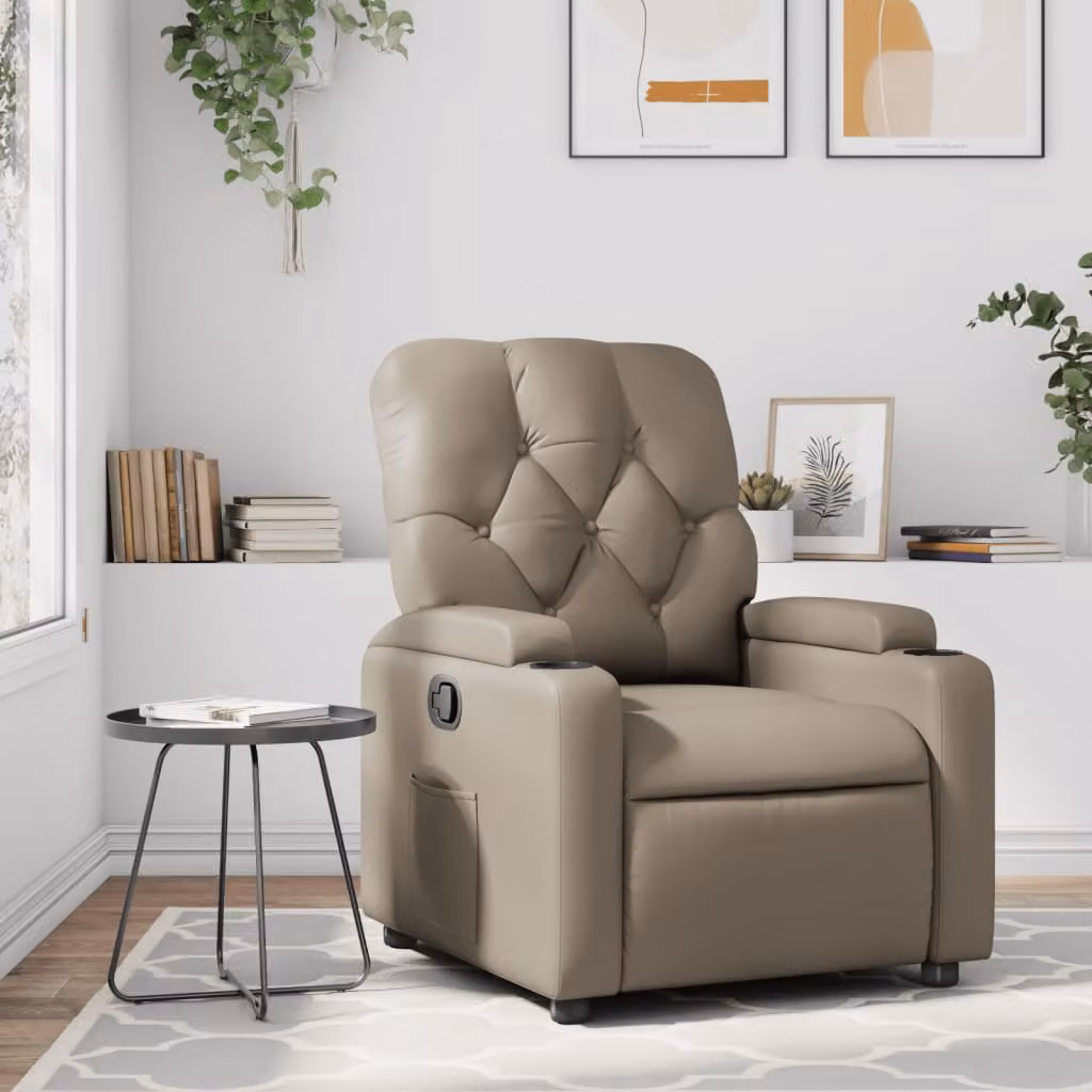 Poltrona Reclinabile Relax vidaXL in Similpelle Beige e Marrone con Braccioli e Apertura Manuale