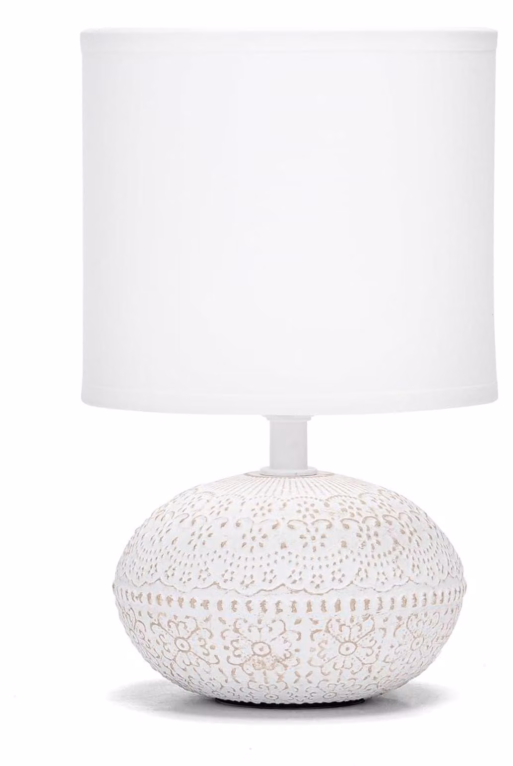 Lampada da tavolo Aigostar in Vetroceramica, lampada da tavolo vintage con paralume in tessuto, attacco E14, max. 40W, moderna lampada da comodino, luce notturna per camera da letto, soggiorno, ufficio (senza lampadina) - Altezza 225mm – Bianco
