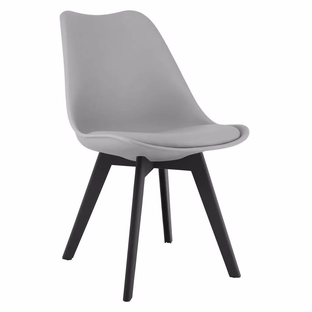 Set di 4 sedie Valora in tessuto e similpelle grigio con gambe in legno di faggio nero per soggiorno e ufficio – 2