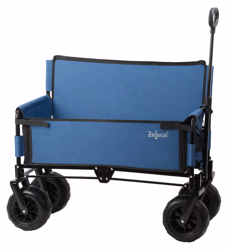 Carrello Zelsius con funzione sedile, colore blu, capacità di carico di 150 kg, carrello multifunzione 2in1, con sedile integrato