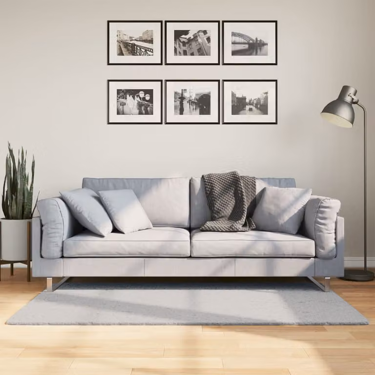 vidaXL Tappeto a Pelo Corto HUARTE Grigio, Lavabile e Antiscivolo, L: 80 cm x P: 150 cm