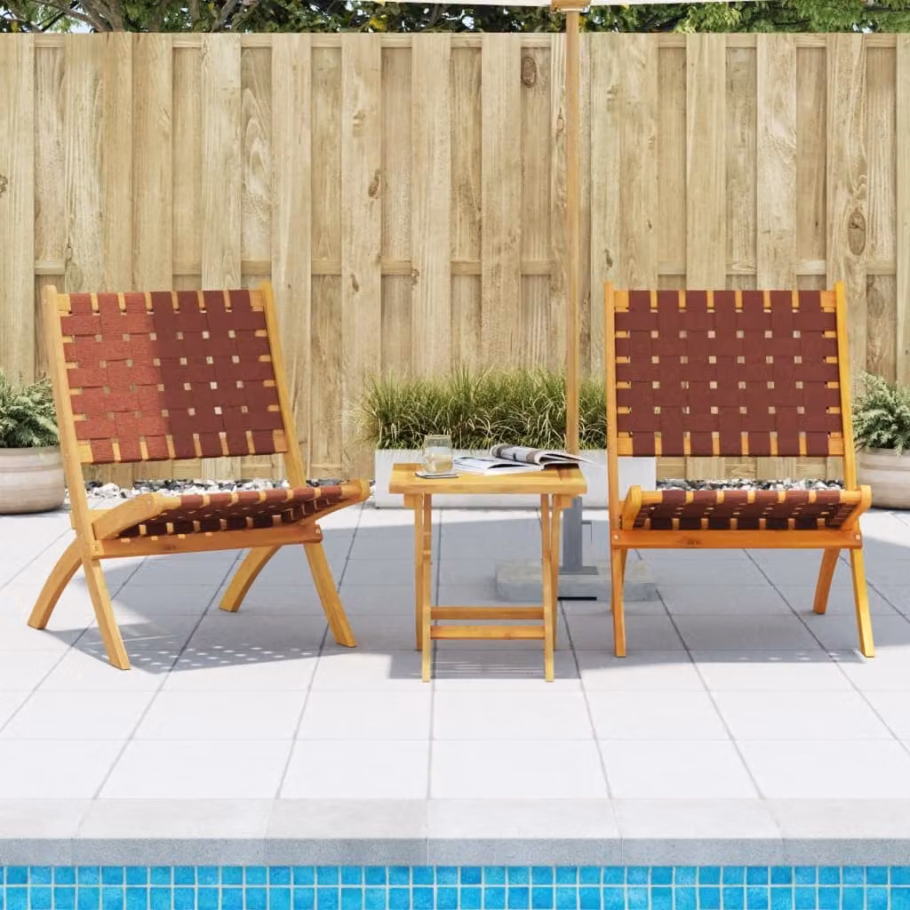 Set da giardino vidaXL composto da 2 sedie pieghevoli e un tavolino in legno di acacia rosso e marrone – 1