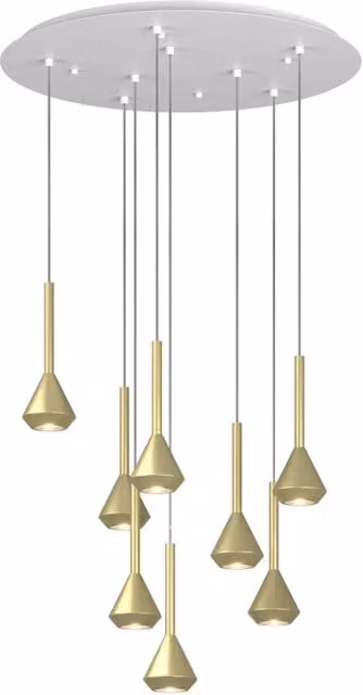 Lampadario Moderno Aygo Metallo Bianco Ottone 8 Luci Gu10