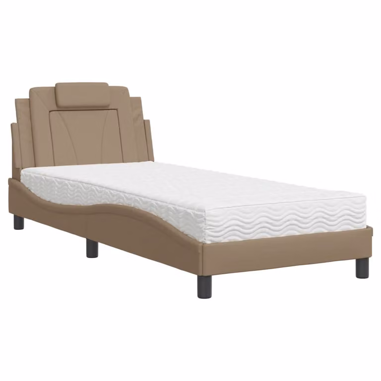 Letto Viana con Materasso Cappuccino 90x190 cm Pelle finta