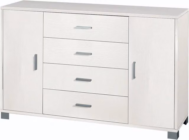 Mobile 2 Ante 4 Cassetti 136x86x41 cm Bianco Fiammato