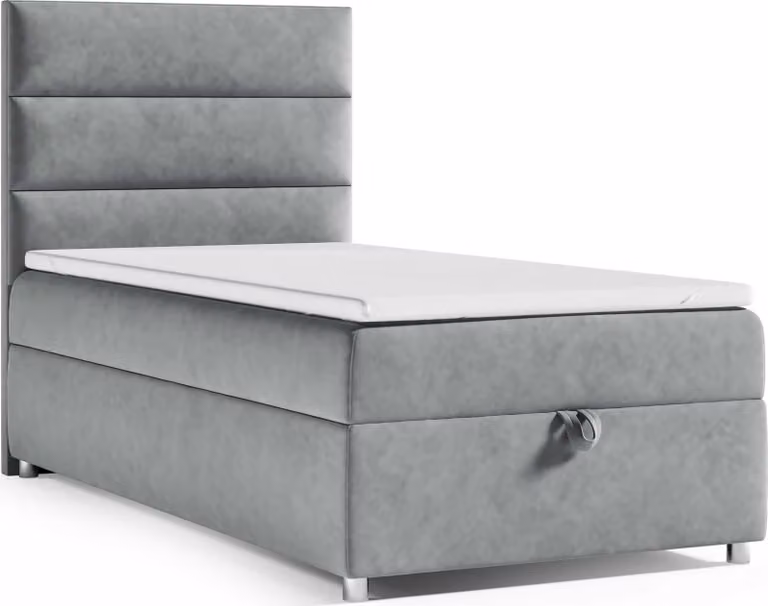 Best for Home Letto boxspring con contenitore Trinity K4-SINGLE 80x200 Materasso a molle Bonell incl. topper - Grigio