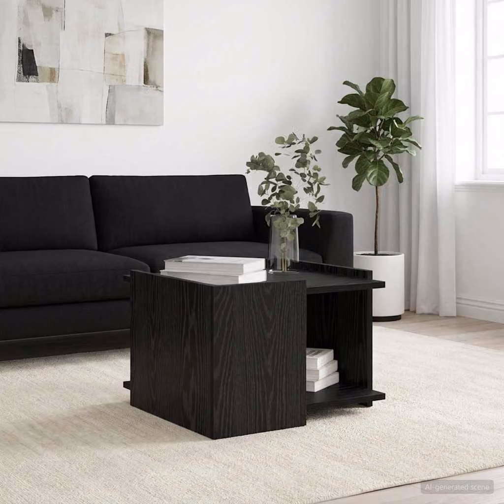 vidaXL Tavolino da salotto moderno in legno nero L/P/H: 50,5 x 50 x 33 cm