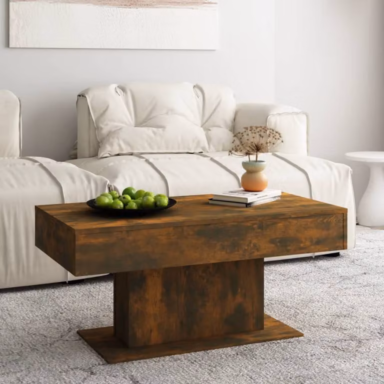 The Living Store tavolino in rovere fumé 96x50x45 cm materiale a base di legno