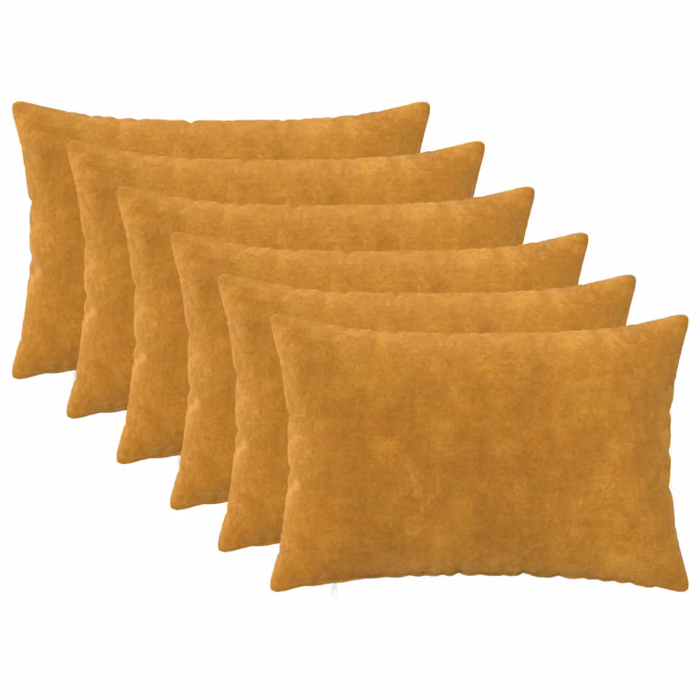 Set di 6 cuscini vidaXL HEERLEN in microfibra gialla, L/P/H: 60 x 40 x 40 cm