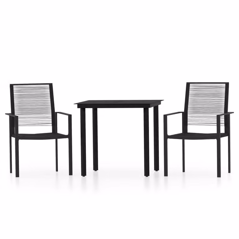Set Mobili da Pranzo per Giardino 3 pz Nero