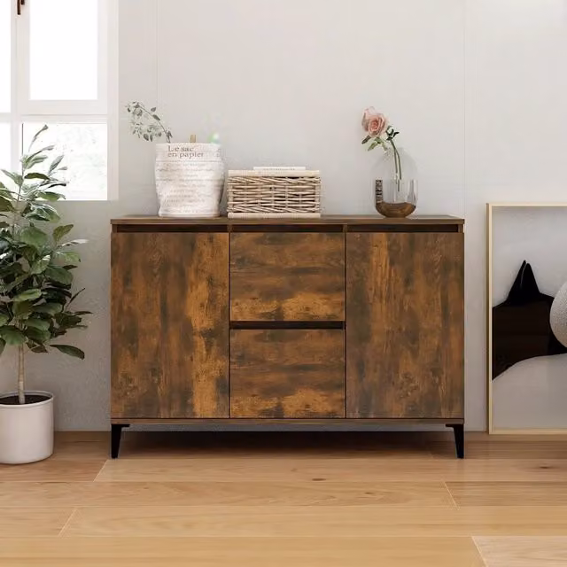 Credenza-Buffet-Armadio da cucina Rovere Fumo 102x35x70 cm in Legno Multistrato