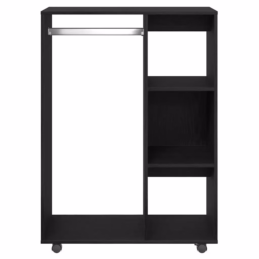 Mobile contenitore moderno HELLOSHOP26 in legno composito nero e rovere con ruote, L: 80 cm, P: 40 cm, H: 110 cm – 2