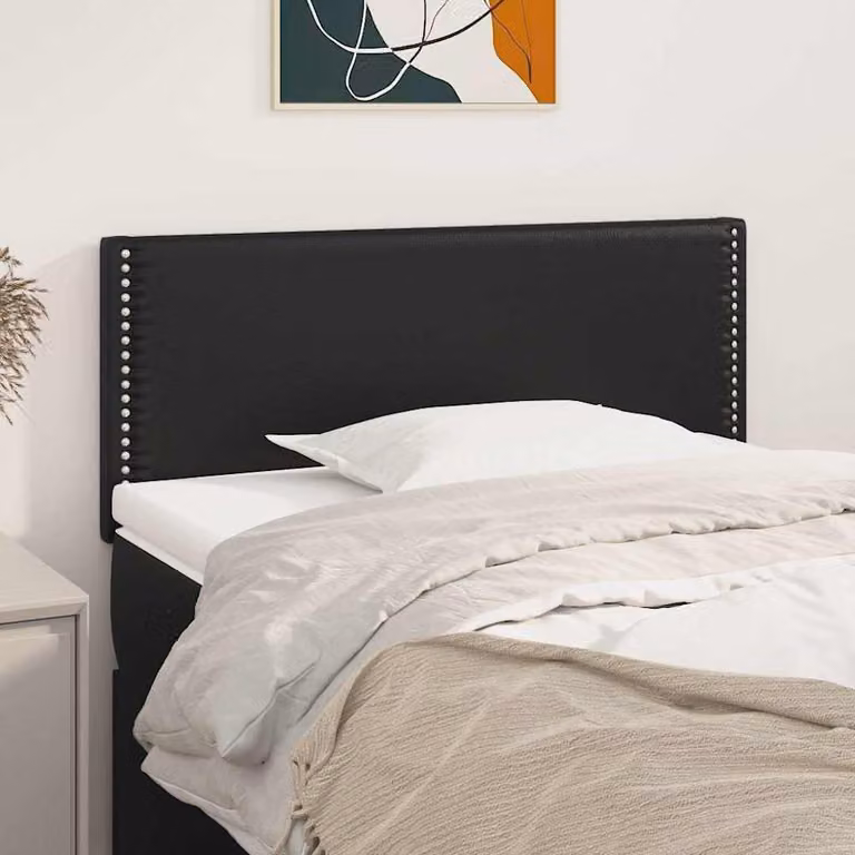 Testiera per letto imbottita vidaXL in similpelle nera, L 90 cm, P 5 cm, H 78-88 cm