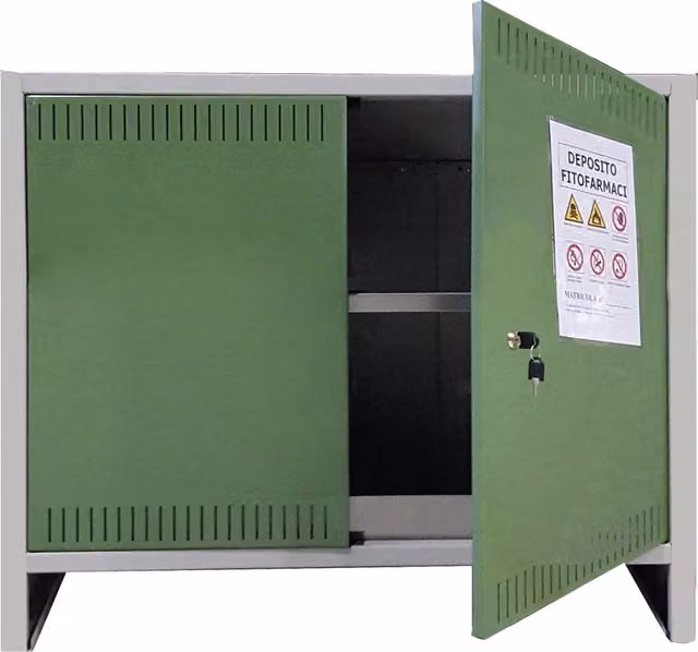 Armadio deposito fitofarmaci Pratiko a 2 ante in acciaio PROMETAL, grigio e verde, L: 100 cm, P: 40 cm, H: 80 cm