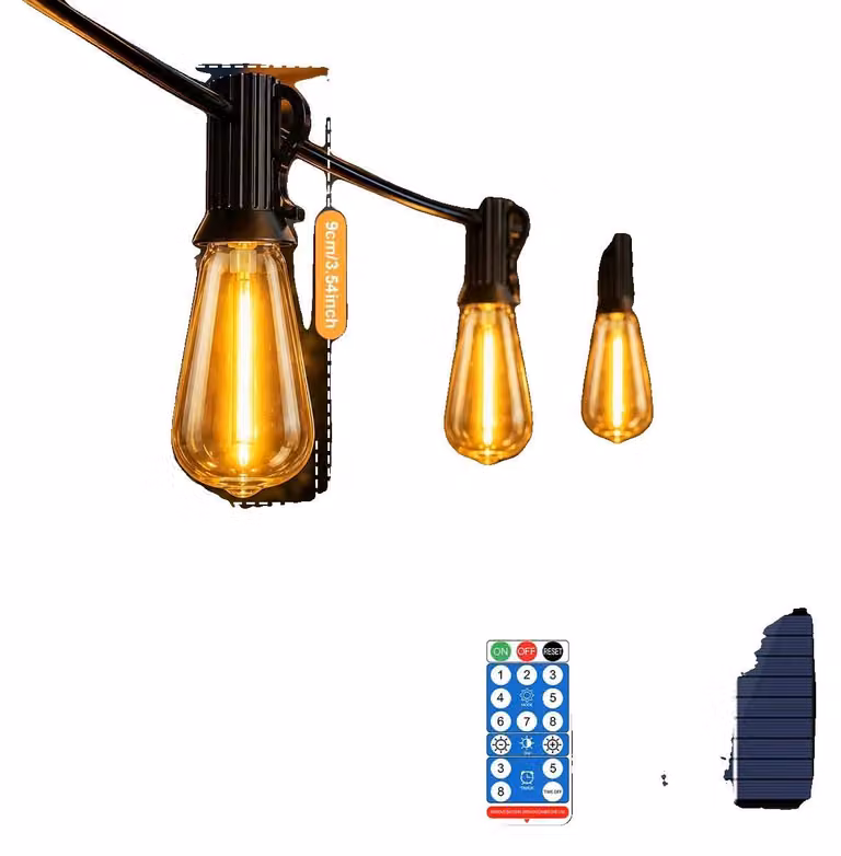 Catena di luci solari per esterni, con luminosità regolabile, design resistente alle intemperie, lunghezza 17,25 metri, 45 lampadine