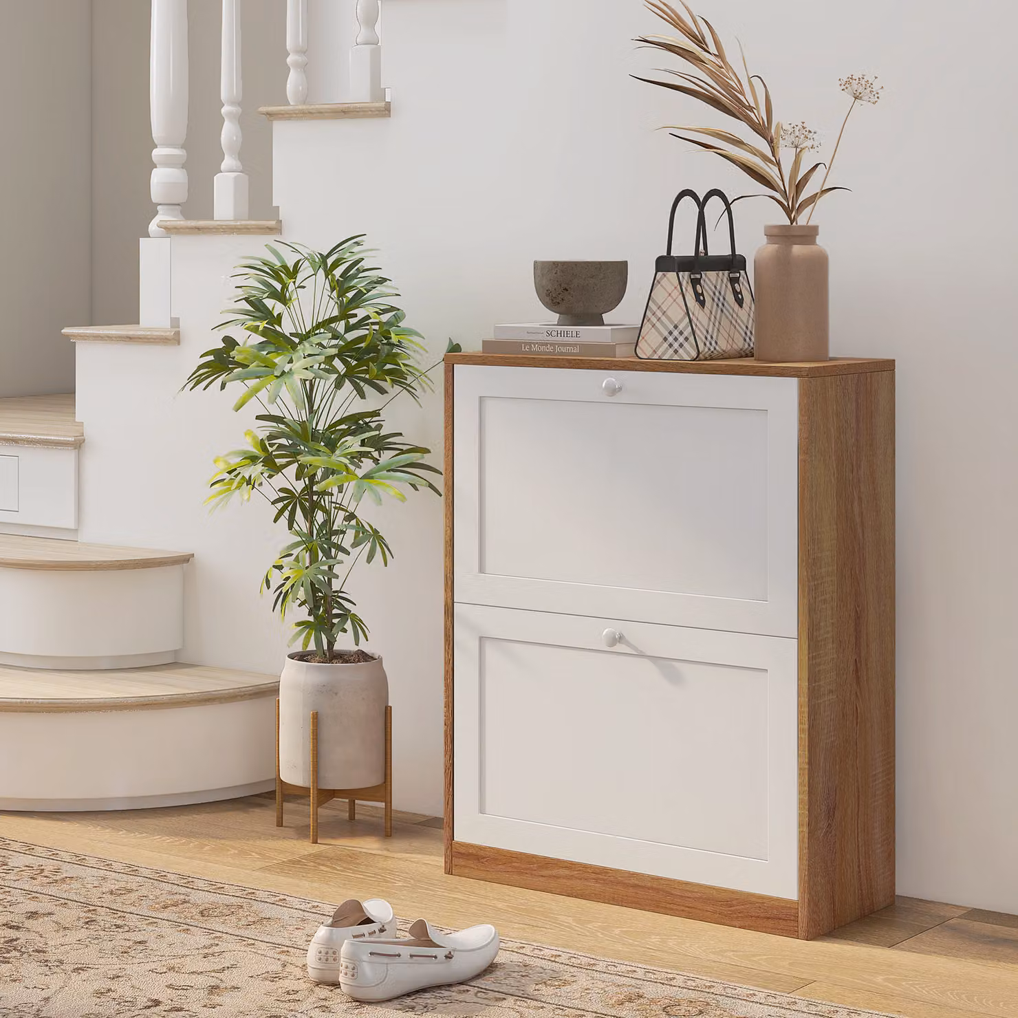 Armadio scarpiera slim HOMCOM con ripiani regolabili per 12 paia di scarpe, design moderno in MDF, L: 60 cm, P: 24.5 cm, H: 75.5 cm – 2