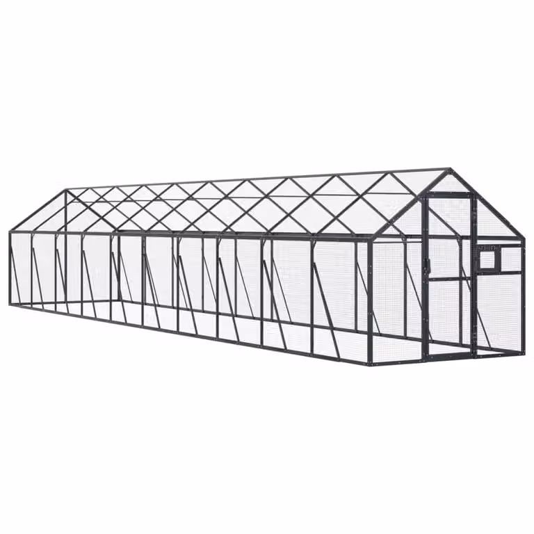 Voliera Antracite 1,79x10x1,85 m in Alluminio