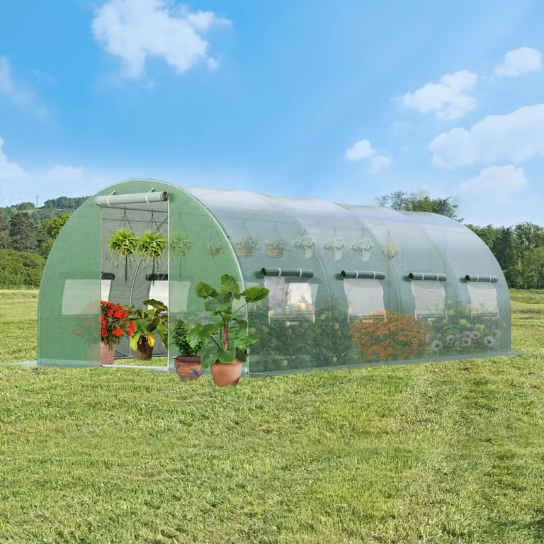 Costway Serra Tunnel per Orto e Traliccio per Piante da Giardino, Verde e Trasparente