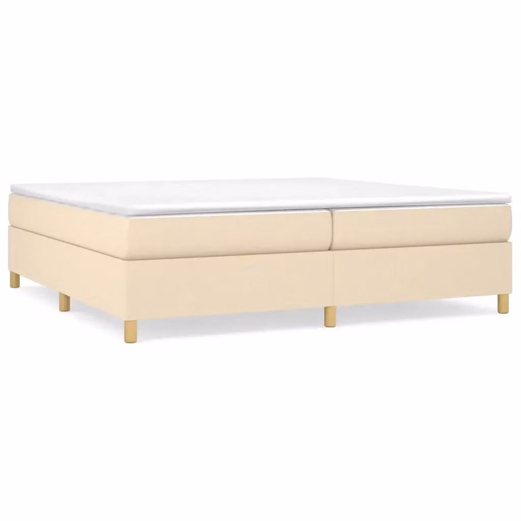 Letto con Giroletto a Molle e Materasso Pocket Spring vidaXL, Colore Beige e Bianco, L/P: 200 x 200 cm – 2