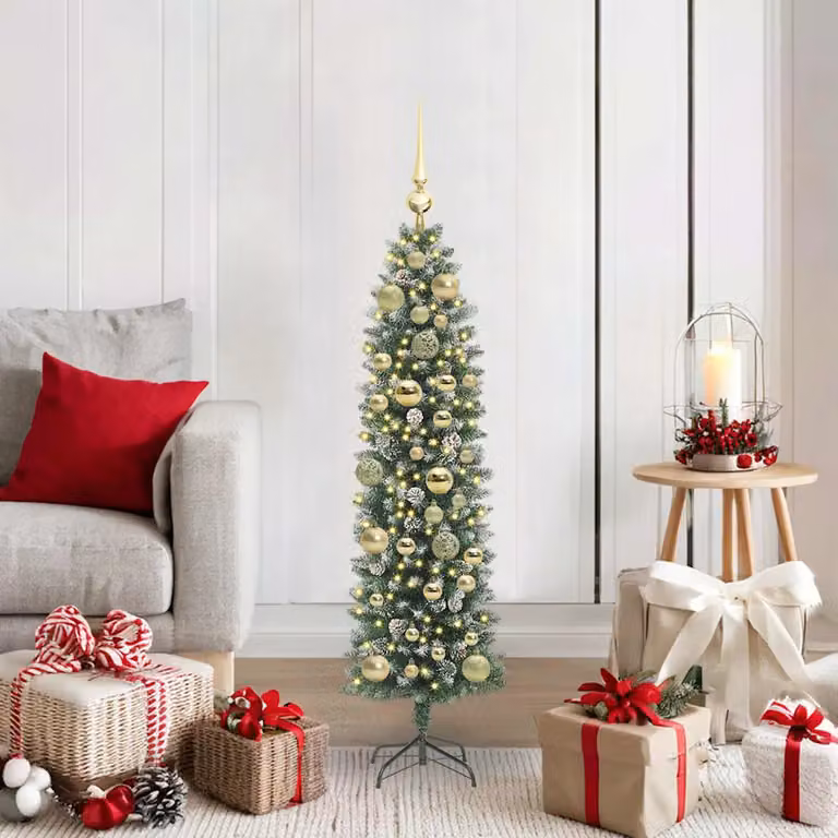 Albero di Natale artificiale da tavolo vidaXL moderno con luci LED, verde e bianco, Altezza: 120 cm