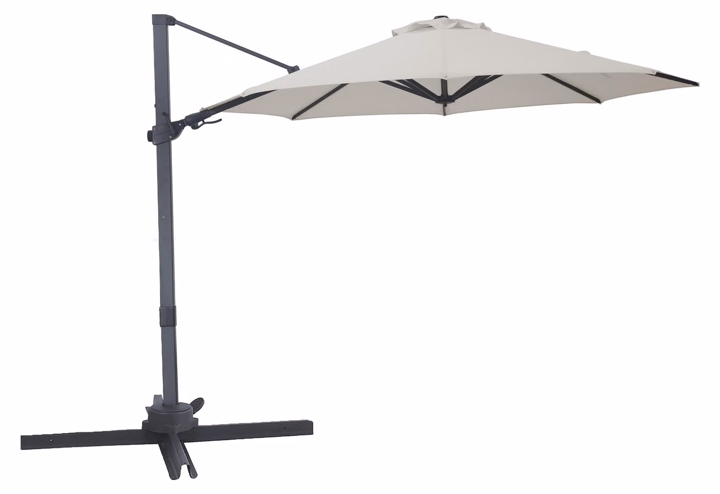 AXI Solis Ombrellone decentrato rotondo Ø 300 cm, Antracite/Beige | Per giardino / terrazza con struttura verniciata a polvere | Base a croce e