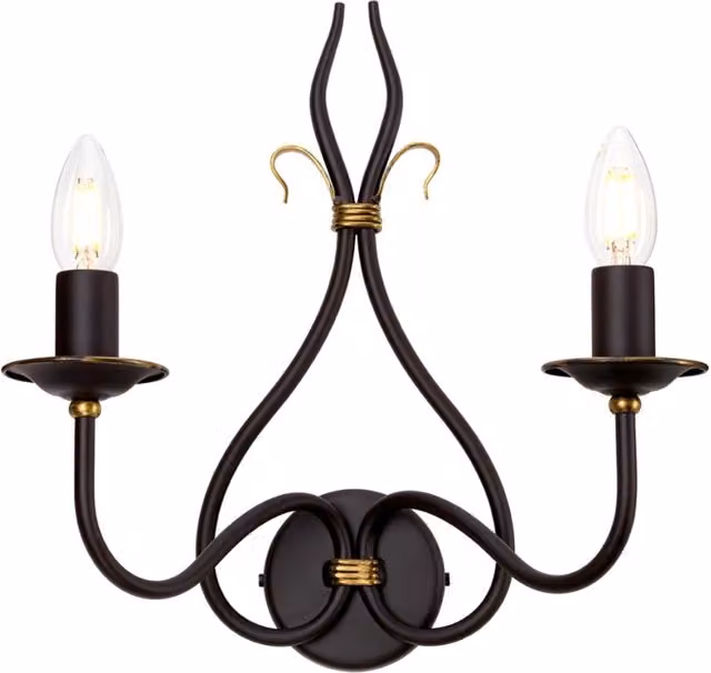 Applique rustica doppia ruggine-oro 2xE14 Windermere Elstead