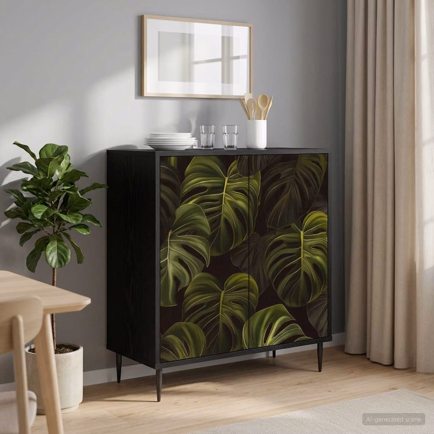 Credenza moderna vidaXL ELBURG in rovere e nero L: 69 cm, P: 33 cm, H: 76 cm