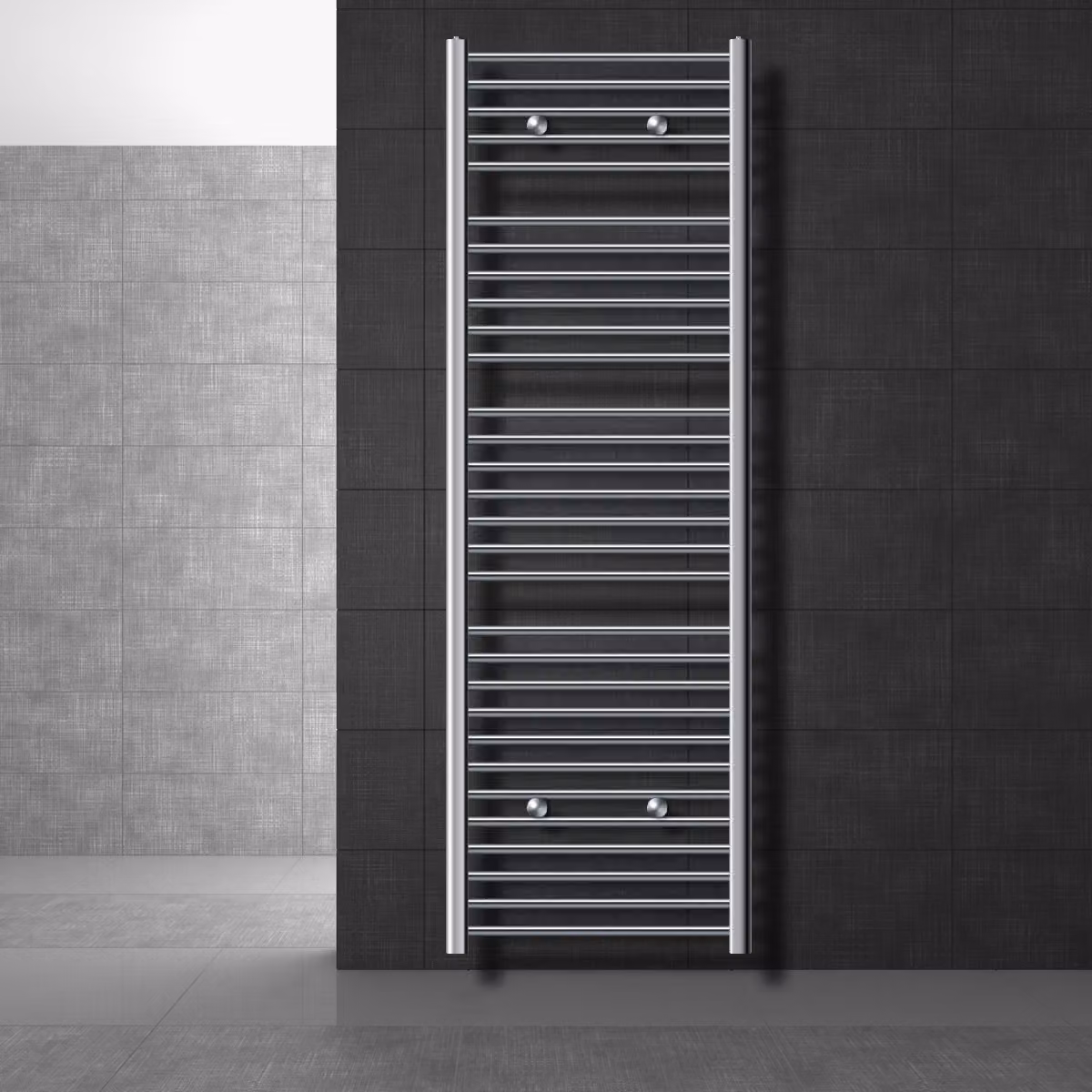 Radiatore bagno LuxeBath - 600 x 1800 mm - cromo - diritto con attacco laterale - radiatore scaldasalviette asciugamani, senza elemento riscaldante