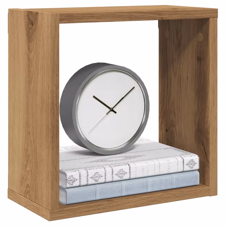 Set di 4 mensole a cubo vidaXL da parete in legno marrone, design moderno e opaco, L/P/H: 30 x 15 x 30 cm