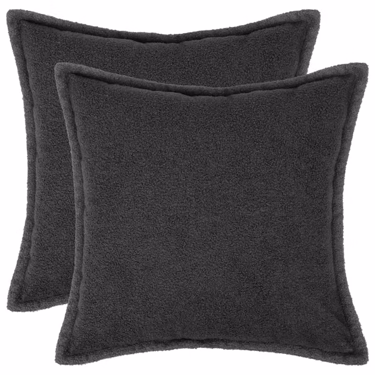 Set di 2 federe vidaXL HOUTEN Grigio Scuro, forma quadrata, tessuto bouclé, L 80 x P 80 cm