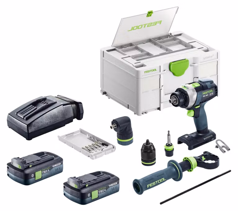 Set base Festool TPC 18/4: avvitatore a percussione a batteria 18 V 75 Nm Brushless + 2 batterie da 4,0 Ah + caricabatterie + Systainer