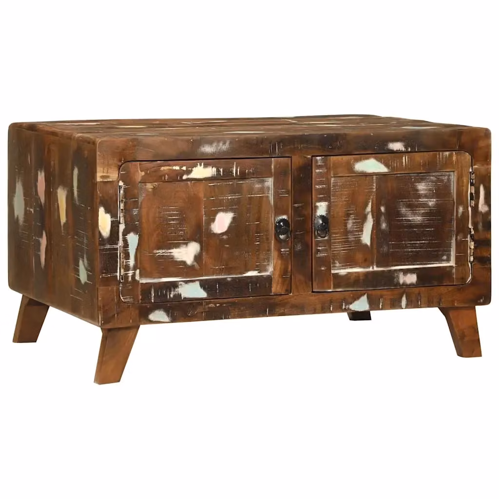 Tavolino da salotto rettangolare vidaXL in legno massello multicolore stile rustico L: 54 cm, P: 45 cm, H: 54 cm – 2