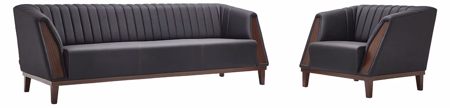Moderner Set 3 Sitzer Sofas Leder Sessel 1-Sitzer Luxus Polster Büromöbel