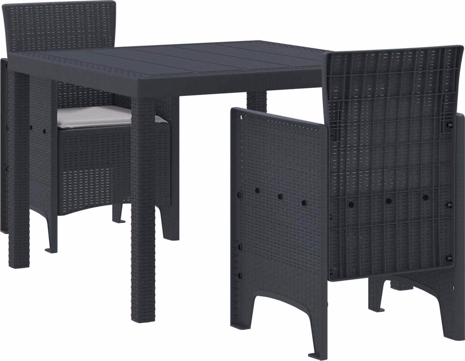 Set da Pranzo per Giardino 3 pcs Antracite Polipropilene